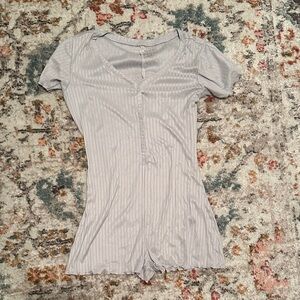 Fashion Nova Light Lavender Ribbed Short Sleeve Romper